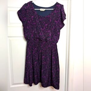 Peach Love California ModCloth Musical Note Black and Purple Oh My Gosh Dress